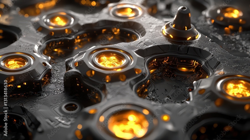 Poster abstract technology background with glowing elements and patterns