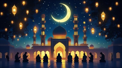 Naklejka premium mosque in the night