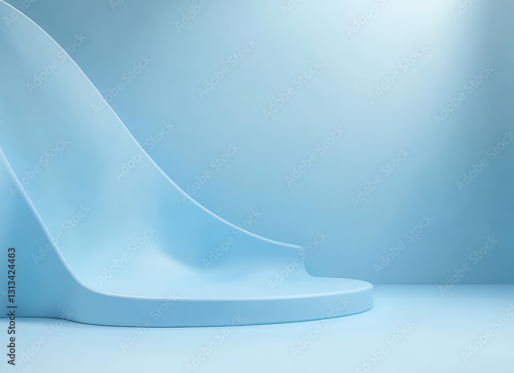 Poster elegant blue abstract background with smooth curves and shapes creating a modern, minimalist aesthet