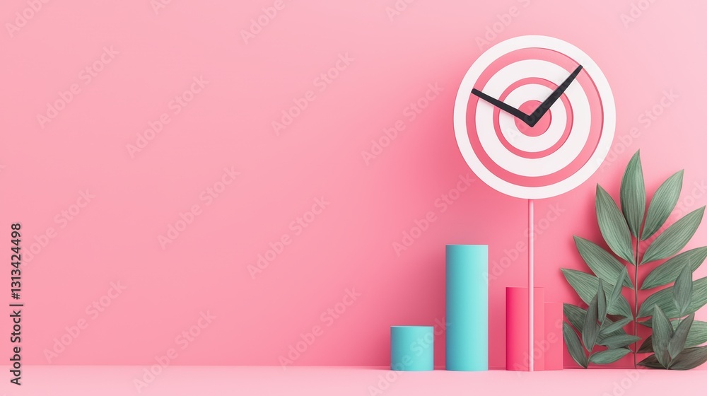 Poster a rising graph with an upward arrow pointing towards a target icon at the top, symbolizing business 