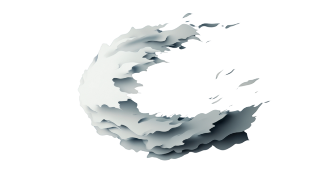 Abstract white and blue circular shape on transparent background - Powered by Adobe