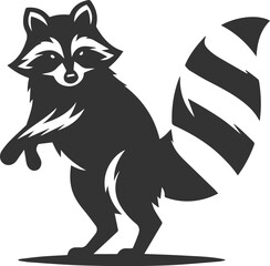 silhouette of a raccoon standing on one leg, ready to pounce animal vector
