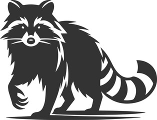 silhouette of a raccoon standing with claws out, ready to attack animal vector