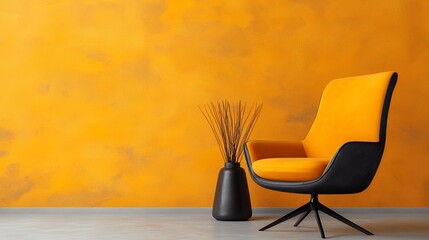 Mustard Yellow Armchair in Modern Minimalist Interior