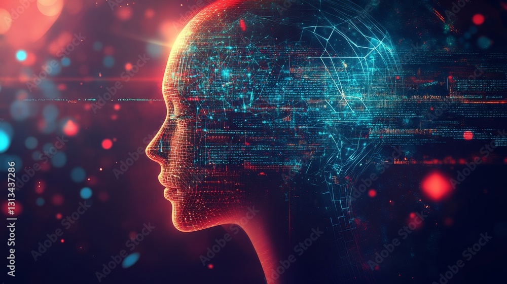 Poster futuristic abstract representation of technology and artificial intelligence