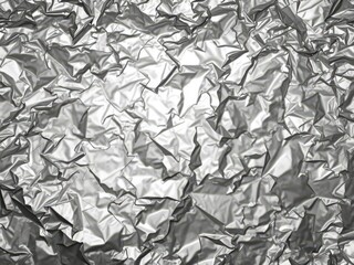 Abstract crumpled aluminum foil, metallic texture, light reflections, photography,rough,metallic