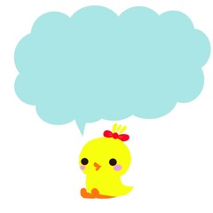リボンひよこの吹き出しメッセージイラスト
