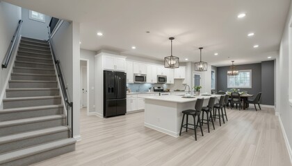 Modern Open Concept Kitchen and Dining Room with Elegant Décor
