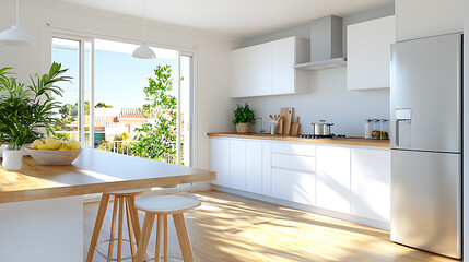 Modern open-plan kitchen with breakfast bar bright and airy space residential home inviting atmosphere contemporary design
