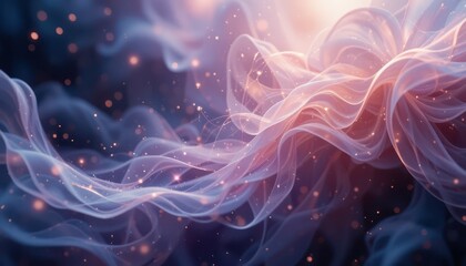 Ethereal Soft Flowing Waves with Sparkles in Dreamy Background