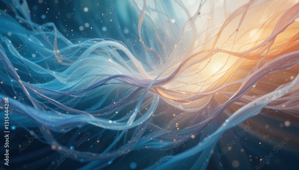 Poster ethereal flowing wave abstract art with soft light and movement