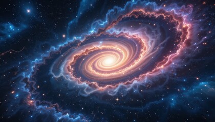Stunning Spiral Galaxy with Colorful Swirls and Bright Core
