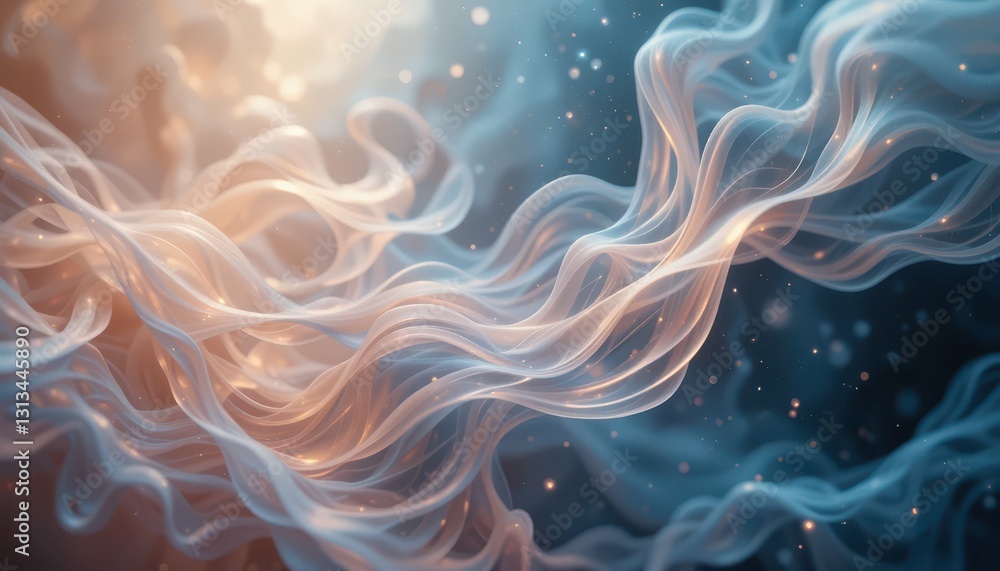 Poster ethereal flowing waves of light and color in abstract background