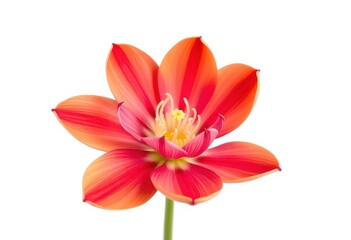 Fototapeta premium A single vibrant bloom, petals unfurled, isolated on pure white, studio shot, colorful flower
