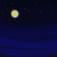 Fototapeta premium NIGHT VIEW OF THE MOON AND STARS