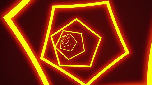 Loop glow neon flow tunne Abstract motion graphics Bright neon abstract hexagon lihgt pink background video.