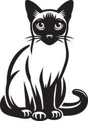Siamese cat vector in black and white