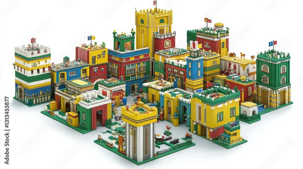 Aufkleber colorful block castle creation imagination playtime childhood game learning creative building blocks