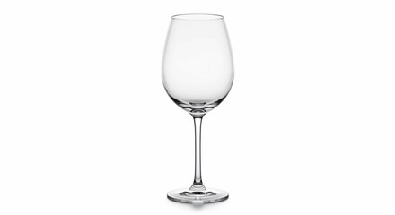 A light background with studio lighting highlights the classic shape of a clear, empty champagne flute with a tall, slender stem