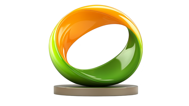 Vivid contrast, green and orange circles on white minimalist abstract art for modern design