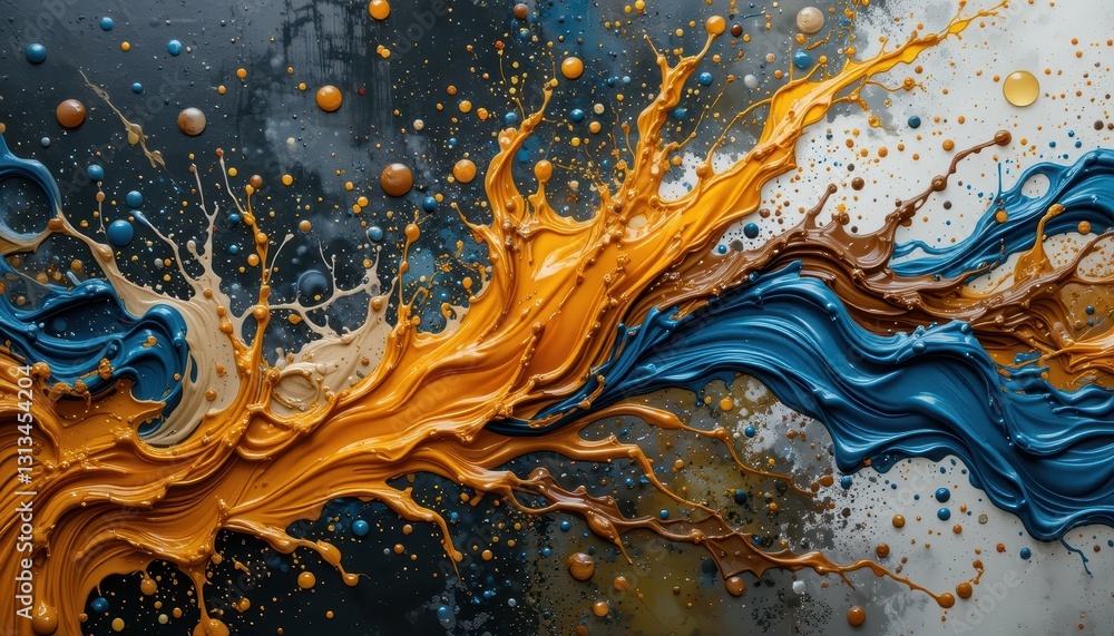 Aufkleber vivid abstract art with dynamic fluid paints and colorful splashes