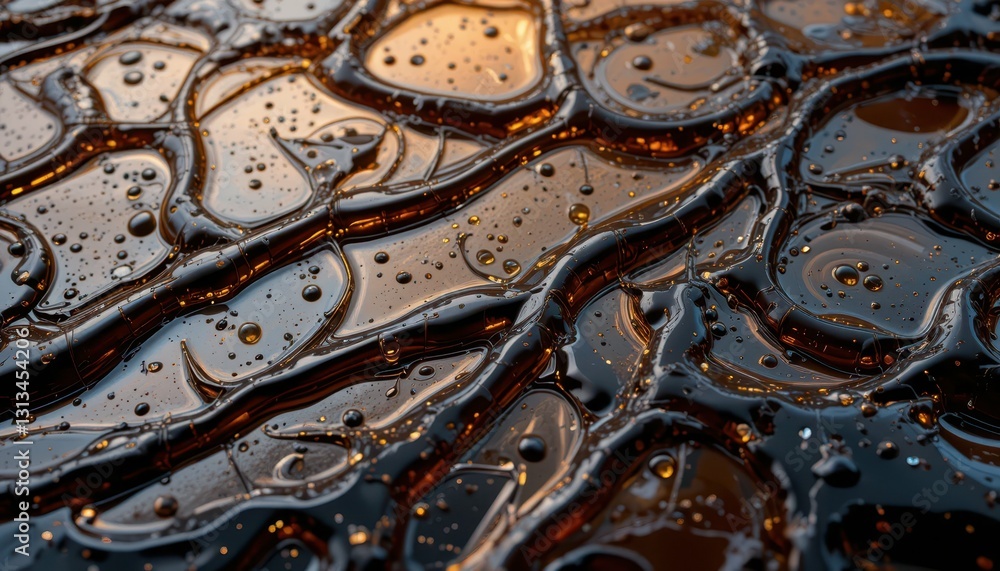 Poster abstract design of fluid shapes with bubbles and reflections