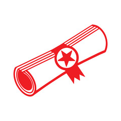 Minimalist Diploma Scroll Vector Icon for Academic Graphics.