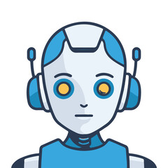 Cute Robot with Headphones, Ready for AI Future