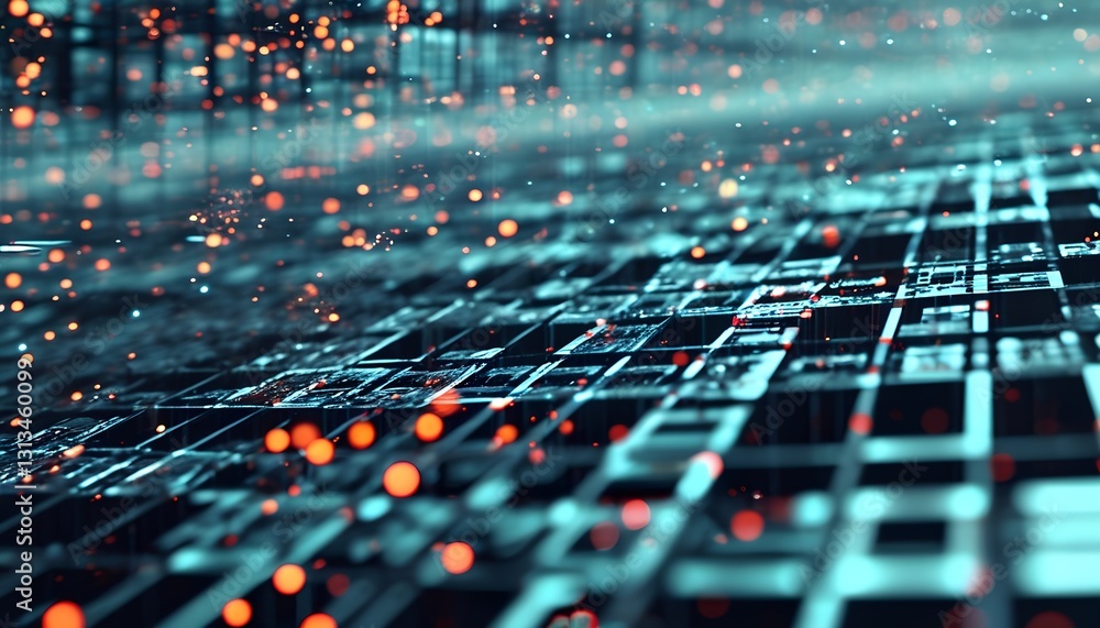 Aufkleber exploring digital landscapes abstract data visualization virtual space graphic design futuristic env
