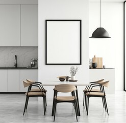 Modern Dining Room Mockup with Empty Frame