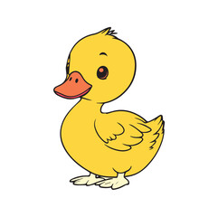 Fototapeta premium Cute cartoon duckling, perfect for children's content
