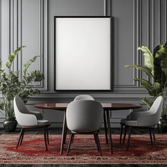 Empty Frame Dining Room Interior Mockup