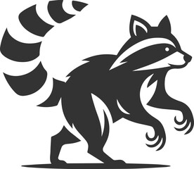 silhouette of a raccoon running with claws extended animal vector