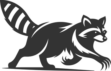 silhouette of a raccoon running with claws extended animal vector