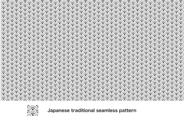日本文様の和柄パターン「青海波」白黒