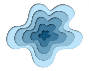 Bold and Dynamic Abstract Blue Papercut-Out Artwork with Layered Design, Modern Style, and Creative Artistic Expression for Contemporary Visuals