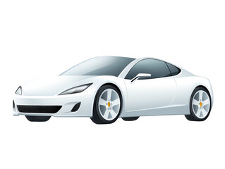 Naklejka premium White sports car in motion, speed and blur against a vibrant blue green background