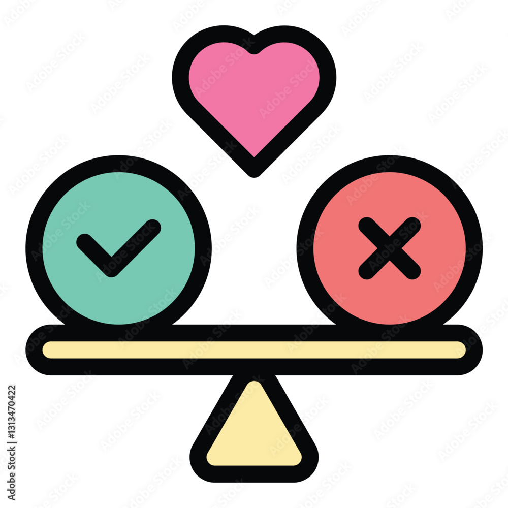 Poster ethics icon in flat line style representing moral principles integrity and responsible decision-maki