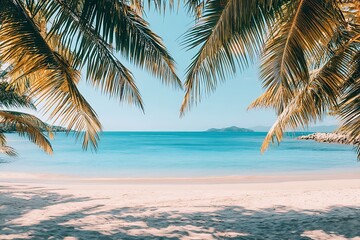 Fototapeta premium Tropical Beach Paradise: Serene Ocean View