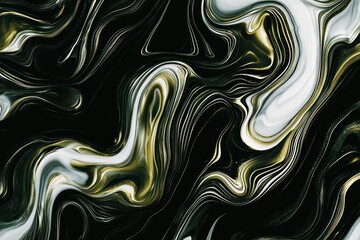 Minimalist ice swirls in olive and white, luxurious texture on black backdrop.