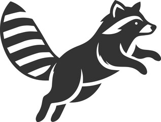 silhouette of a raccoon jumping forward with arms spread wide animal vector © MDAbdul