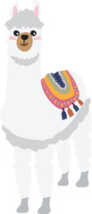 Fototapeta premium Cute cartoon llama with decorative saddle