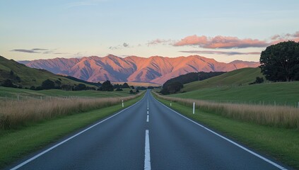 Sunrise Road to Mountains