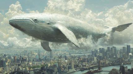 A Giant Whale Floating Above the City