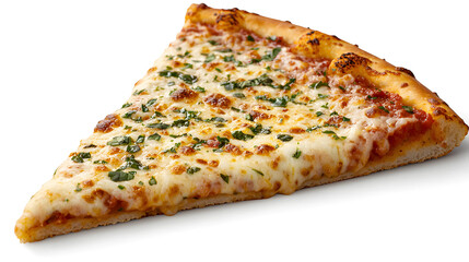 Close-Up Slice of Margherita Pizza with Cheese and Fresh Herbs in 3D Design Presentation
