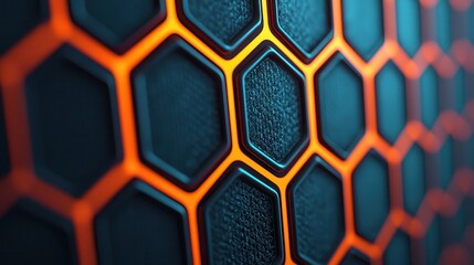Orange Honeycomb Pattern on Black Background for Modern Design Concepts