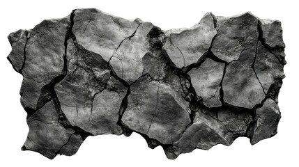 Obraz premium Cracked rock surface showing destruction and erosion with transparent background