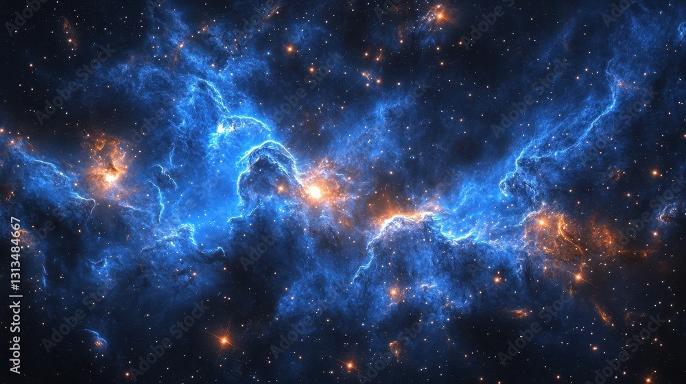 Poster celestial exploration of cosmic nebulae outer space digital art vast universe etherial perspective c