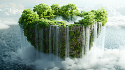A Mysterious Floating Waterfall Island