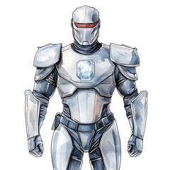 Fototapeta premium Futuristic Armored Figure A Striking Illustration of a Sci-Fi Warrior.